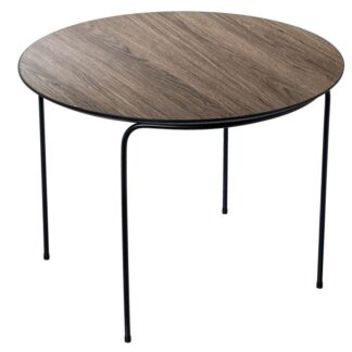 Mesa Auxiliar Acabado Madera Patas Metal Negro Ø60x45cm