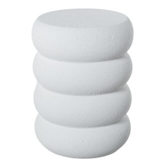 Mesa Auxiliar Fibra De Vidrio Blanco Acabado Cemento 35x35x46cm