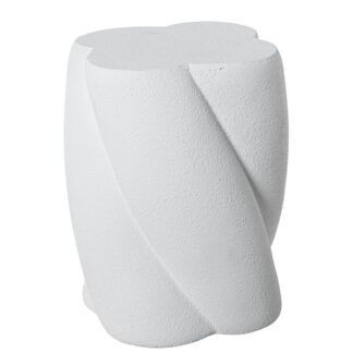 Mesa Auxiliar Fibra De Vidrio Blanco Acabado Cemento 36x36x40cm