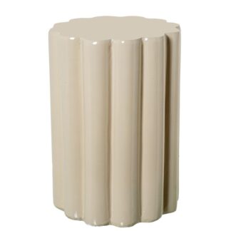 Mesa Auxiliar Fibra De Vidrio Crema Brillo 30x30x42cm