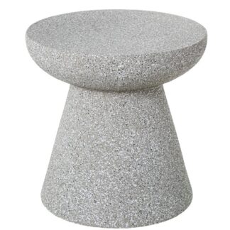 Mesa Auxiliar Fibra De Vidrio Gris Acabado Cemento 40x40x41cm