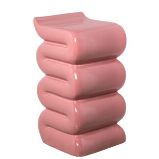 Mesa Auxiliar Fibra De Vidrio Rosa Brillo 30x30x56cm