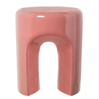 Mesa Auxiliar Fibra De Vidrio Rosa Brillo 35x35x43cm
