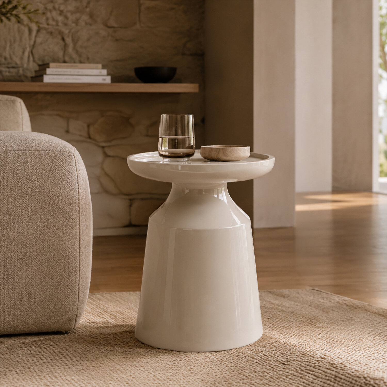 Mesa auxiliar GALILEO beige brillo - Image 2