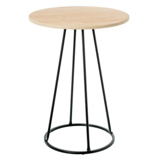 Mesa Auxiliar Madera Natural C/patas Metal Negro Ø40x54.5cm