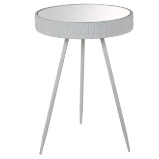Mesa Auxiliar Metal Blanco C/cristal Espejo Ø40,5x59cm