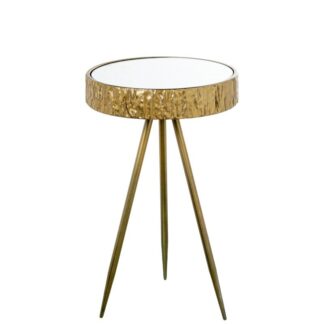 Mesa Auxiliar Metal Dorado C/superficie Espejo Ø30x50cm