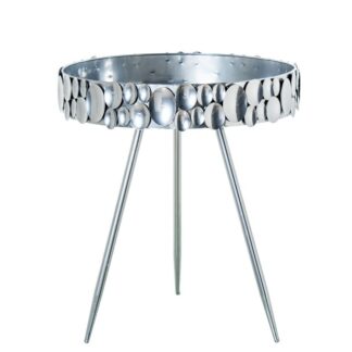 Mesa Auxiliar Metal Plateado Ø46,5x53cm