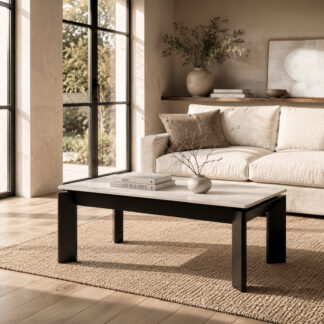Mesa centro elevable OLIVER blanco/negro
