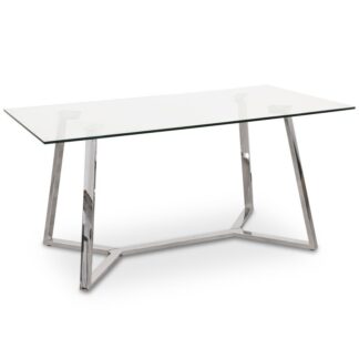 Mesa Comedor Cristal Patas Acero Brillo +91192 160x90x76cm Cristal Temp:12mm