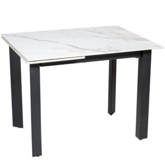 Mesa Comedor Extensible Piedra Sinterizada C/patas Metal 100-140x80x75cm