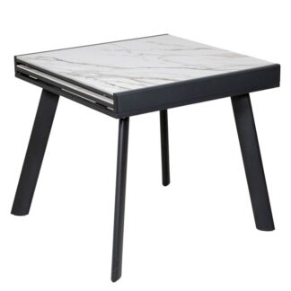 Mesa Comedor Extensible Piedra Sinterizada C/patas Metal 80-160x80x75cm