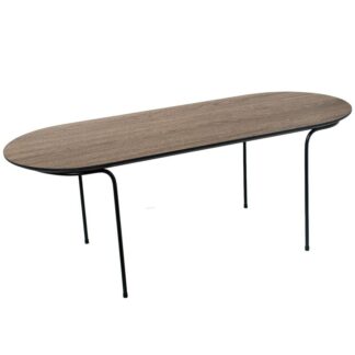 Mesa De Centro Acabado Madera Patas Metal Negro 100x40x38cm