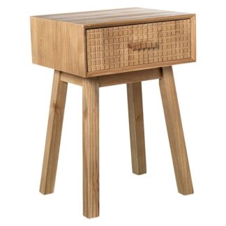 Mesa De Noche Madera Natural 2 Cajones Pino De Nueva Zelanda 48x40x70cm