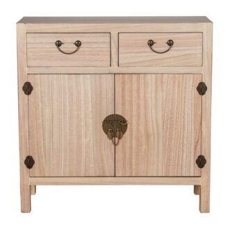 Mesa Entrada C/2 Cajones Y 2 Puertas Madera Natural 80x30x81cm Dm+paulownia