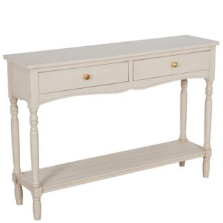 Mesa Entrada Madera 2 Cajones Beige 110x28x75cm, Dm+pino