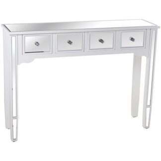 Mesa Entrada Madera/espejo C/4 Cajones Blanco 110x30x80cm