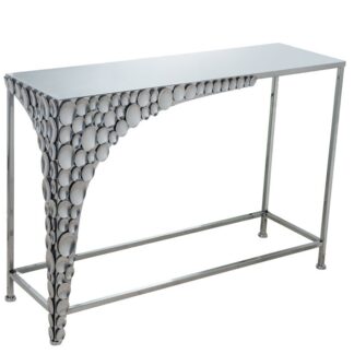 Mesa Entrada Metal Plateado 101,5x31x70,5cm