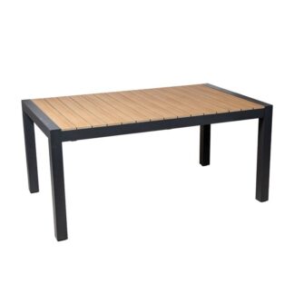 Mesa Extensible Aluminio Antracita Acabado Madera 164/214x95x76cm