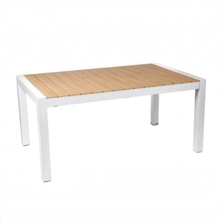 Mesa Extensible Aluminio Blanco Acabado Madera 164/214x95x76cm