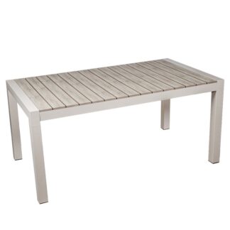 Mesa Extensible Aluminio Crema Acabado Madera 164/214x95x76cm