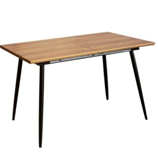 Mesa Extensible Melamina Efecto Madera Patas Metal Negro (120-160)x80x76cm