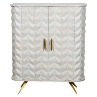 Mueble Entrada Madera Mango 2 Puertas Patas Metal Dorado 90x42x110cm