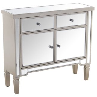 Mueble Entrada Madera/espejo C/2 Puertas+2 Cajones 90x30x80cm