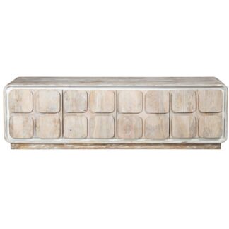 Mueble Tv Madera Mango Blanco Lavado C/4 Puertas 170x40x50cm