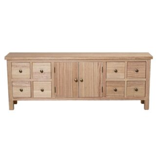 Mueble Tv Madera Natural Dm+paulownia 133x25,5x50,5cm