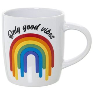 Mug Cerámica Decorado Arco Iris, Only Good Vibes Ø8x12x9,5cm, 375ml