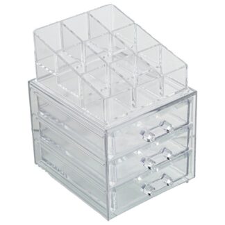 Organizador Acrilico Para Cosméticos C/3 Cajones 12x13,5x17cm Alt.cajonera:10,
