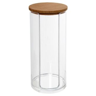 Organizador Acrilico Para Discos Algodon C/tapa Madera Ø6x17cm