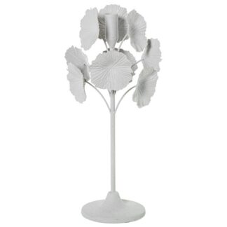 Palmatoria Metal Blanca Ø17x38cm