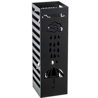Paraguero Metal Cuadrado Negro Lluvia 15,5 X 15,5 X 49 Cm.