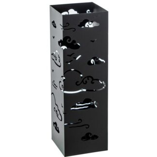 Paraguero Metal Cuadrado Negro Nubes 15,5 X 15,5 X 49 Cm.