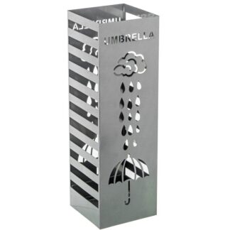 Paraguero Metal Cuadrado Plateado Lluvia 15,5 X 15,5 X 49 Cm.
