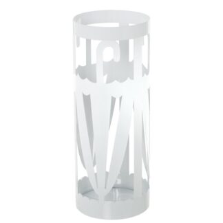 Paraguero Metal Redondo Blanco Paraguas 19x19x49 Cm.