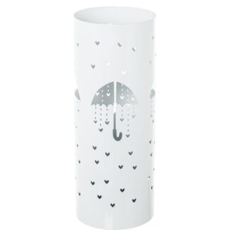 Paraguero Metal Redondo Blanco Paraguas 19x19x49 Cm.