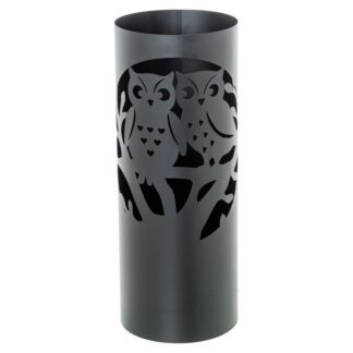 Paraguero Metal Redondo Negro Buho 19x19x49 Cm.