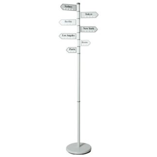 Perchero De Pie Metal Poste Indicador Blanco/letras Negro Ø28x173cm