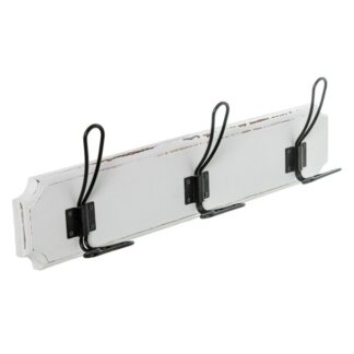 Perchero Madera Blanca C/3 Ganchos Metal 48x7x13cm