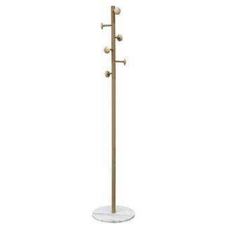 Perchero Metal Acabado Madera Base Marmol 36x36x175cm