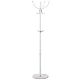 Perchero Metal Blanco Base Marmol, No Giratorio Ø37x166cm, Grosor Base:2cm