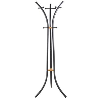 Perchero Metal Negro C/madera Natural, 9 Pomos 54x60x175cm