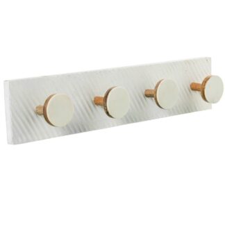 Perchero Pared Madera Mango C/4 Ganchos Latón/madera Mango 45x6,5x9,5cm