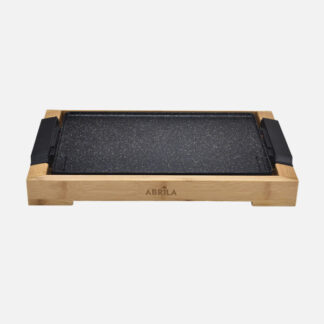 Plancha De Asar Elct.ozuki 2000w Negro/bambu Sup.ceramica,termost.reg.facil Limpiar 6,5x52,5x28,5cm