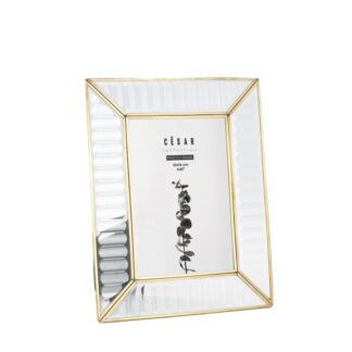 Portafotos 10x15cm Cristal/metal Dorado Ext:17,3x22,3cm