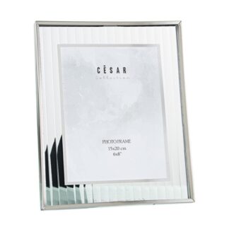 Portafotos 15x20cm Cristal C/borde Plateado Ext:22x27cm