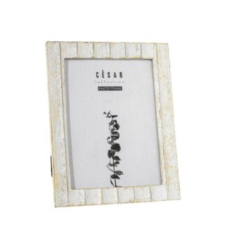 Portafotos Resina 10x15cm Blanco/dorado Int:10x15cm